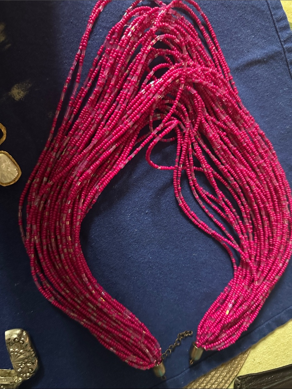 Multi-Strand Red Beaded Statement Necklace
